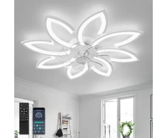 Yunlong 90 cm lubų ventiliatorius su apšvietimu, labai tylus svetainės reguliuojamas Led šviestuvas su ventiliatoriumi, modernus Dc variklio ventiliatorius su šviesa, vasaros žiemos funkcija miegamajam virtuvei, baltas