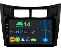 Automagnetola Yuntx 9 colių android 14 automobilinis radijas su sat nav toyota yaris xp90 (2005-2012) | octa core | 6gb 128gb | įmontuotas 4g lte | carplay &amp; android car | dsp | dab | hdmi | dual band wifi | bluetooth
