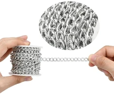 Yurosiay 5 m / ritinys 10 x 6.5 mm grandinėlės amatams, papuošalų grandinėlės iš aliuminio su ritės vytomis grandinėlėmis, bortelių grandinėlės, ritės grandinėlė, metalinė grandinėlė "pasidaryk pats" papuošalų gamybai