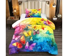 Yutnsan patalynės komplektas 135 x 200 cm spalvinga drugelio tema mergaitėms 2 dalių patalynės komplektas mikropluošto spalvingas modernus antklodės užvalkalas ir pagalvės užvalkalas 80 x 80 cm