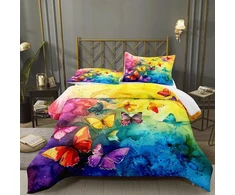 Yutnsan patalynės komplektas 135 x 200 cm spalvinga drugelio tema mergaitėms 2 dalių patalynės komplektas mikropluošto spalvingas modernus antklodės užvalkalas ir pagalvės užvalkalas 80 x 80 cm