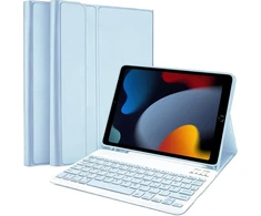 Zabatoco klaviatūros dėklas, skirtas ipad 9th generation 10.2 colių, qwertz klaviatūros dėklas su rašiklio laikikliu, belaidė nuimama klaviatūra, skirta ipad 10.2 (9/8/7 gen 2021/2020/2019, ipad air 3, ipad pro 10.5), mėlyna