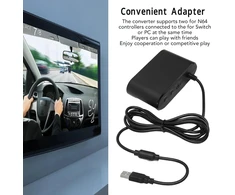 Žaidimų valdiklio keitiklis, skirtas N64 valdikliui, 2-in-1 žaidimų pulto keitiklio adapteris, skirtas Switch Pc, lengvas montavimas, patogus perdavimas, palaiko du N64 valdiklius