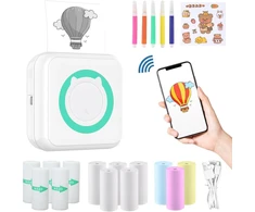 Zakvop mini spausdintuvas 300 dpi, mini spausdintuvo lipdukas, mini spausdintuvas išmaniesiems telefonams, bluetooth nešiojamas mini terminis spausdintuvas, skirtas ios ir android, mini nuotraukų spausdintuvas žurnalams, sąrašams, atmintinėms - žalias