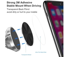 Zamxhug 4 dalių pakaitinis laikiklis mobiliesiems telefonams - lipni metalinė plokštelė magnetiniam automobilio telefono laikikliui su 3m lipduku (juoda/sidabrinė)
