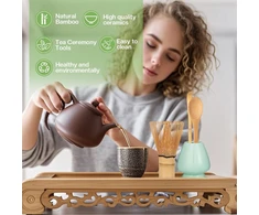 Zanfqvo 4 dalių matcha šluotelių rinkinys - matcha arbatos rinkinys su matcha šluotele, keraminiu matcha šluotelės laikikliu, 2 matcha šaukšteliais - japoniški priedai ceremoninei matchai (žydra)