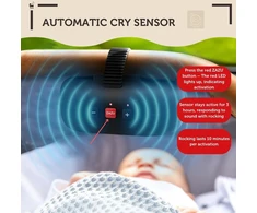 Zazu Robby sūpynės vežimėliui, automatinis kūdikio supimo įrenginys, reguliuojamas stiprumas, 40 min. laikmatis, kūdikio riksmo jutiklis, įkraunamas per Usb-c, atsparus vandeniui, universalus vežimėliams ir bagiams (juodas)