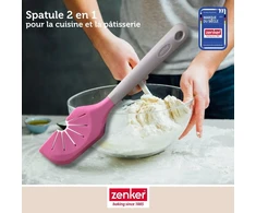 Zenker 44916 2-in-1 mentelė ir valymo mentelė šluotelėms valyti, silikoninis nailonas, rožinė, 27 cm