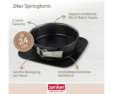 Zenker Bake, Click &amp; Go 24 torto forma - skersmuo 24 x 8 cm - kepimo forma su atskirai įsigyjamu dangčiu tiesioginiam transportavimui - torto forma kepimui ir transportavimui