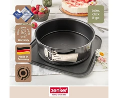 Zenker Bake, Click &amp; Go 24 torto forma - skersmuo 24 x 8 cm - kepimo forma su atskirai įsigyjamu dangčiu tiesioginiam transportavimui - torto forma kepimui ir transportavimui