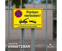 Ženklas Parken verboten | Pvc 30 x 20 cm | neteisėtai pastatyti automobiliai bus nutempti už mokestį! geltonas | tvirtas Pvc ženklas su Uv apsauga | parkavimo draudimas | Dreifke®
