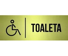 Ženklas tualetas neįgaliesiems auksinis aliuminis piktograma