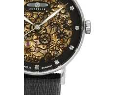Zeppelin 7461 moteriškas laikrodis princess of the sky skeleton automatic su odiniu dirželiu