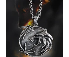 Zfsbrtl Vikingų 3d vilko karoliai, vyriškas nerūdijančio plieno skandinaviško vilko fenrir kaukolės pakabukas steampunk amuletas vintažiniai papuošalai