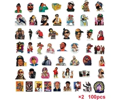 Zhlearda hip hop repo lipdukai, 2 x 50 vienetų, hip hop lipdukų rinkinys, vandeniui atsparūs vinilo lipdukai, dainininkų lipdukai, šaunūs, madingi grafiti punk lipdukų dizainai paaugliams ir suaugusiems