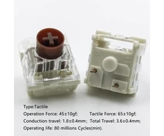 Zjmehty tylios klaviatūros jungikliai, Kailh Box Mute Brown jungikliai mechaninei klaviatūrai 3 kontaktų 45gf taktiliniai/rašymo ir žaidimų/vandeniui atsparūs jungikliai (mute Brown, 36 vnt.)