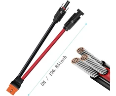 Zkeeshop saulės energijos į xt60i 5 m kabelis 10awg xt60i-f saulės kabelis 6 mm2 ilginamasis kabelis, suderinamas su nešiojama elektrine (5 m)