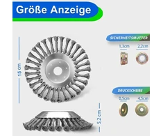 Žolių valymo šepetys, profesionalus žolių valymo šepetys krūmapjovėms su 25,4 mm skyle, vielinis šepetys, krūmapjovė, efektyvus žolių pašalinimas, gali būti naudojamas ant žoliapjovės, benzininės krūmapjovės