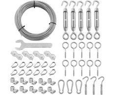 Zonadah Sodo viela 30m/2mm Pvc dengta nerūdijančio plieno vielos lyno rinkinys, M5 įtempimo griebtuvo vielos įtempiklio rinkinys, tvoros vielos ritinio rinkinys, kabelių turėklų rinkinys, vijoklinių augalų kilpos, vielos pakaba