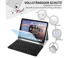 Zoyu klaviatūros dėklas, skirtas ipad 10-os kartos 2022 / ipad a16 11-os kartos 2025 (10,9/11 colių), minkštas tpu itin plonas dėklas su rašiklio laikikliu, magnetinė nuimama bluetooth klaviatūra, pilka