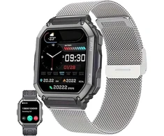 Zpimy išmanusis laikrodis vyrams su telefono funkcija, 1,8 colio amoled 5atm vandeniui atsparus fitneso laikrodis su žibintuvėliu, pedometru, širdies ritmo spo2 sportinis laikrodis, aktyvumo sekiklis, skirtas android ios (sidabrinis)