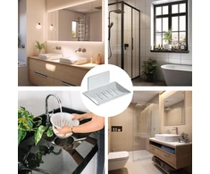 Zsmjaer 2 vnt. lipnių muilo laikiklių rinkinys, muilo laikiklis be gręžimo, muilinė su drenažu, tinkama vonios kambariams, virtuvėms, stalviršiams, dušams (balta)