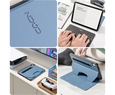 Zugu Case dėklas, skirtas Ipad 10.9 11-os/10-os kartos (a16 2025/2022), plonas apsauginis dėklas su 8 kampų stovu, magnetiniu rašiklio laikikliu, automatinis miego/pabudimo režimas [mėlynai pilkas]