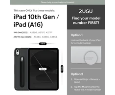 Zugu Case dėklas, skirtas Ipad 10.9 11-os/10-os kartos (a16 2025/2022), plonas apsauginis dėklas su 8 kampų stovu, magnetiniu rašiklio laikikliu, automatinis miego/pabudimo režimas [mėlynai pilkas]