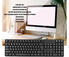 Zunate arabiška laidinė klaviatūra, 104 klavišų usb 1.5m laidinė klaviatūra, mc-689 ergonomiškas rašomasis įrenginys, universali biuro/namų/žaidimų klaviatūra stacionariam kompiuteriui, nešiojamam kompiuteriui