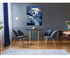 Zuty 1133221 paveikslas pagal skaičius Vilkas ir kriokliai 40 x 50 cm su porėmiu (iš anksto įtempta drobė), įrėminta