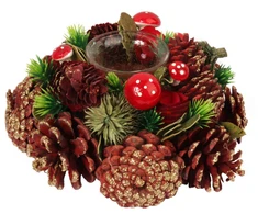 Žvakidė vainikas su natūraliais priedais 28 cm Kalėdinis vainikas