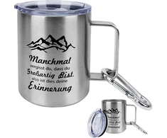 Žygio nerūdijančio plieno puodelis su karabinu - Kempingo lauko metalinis puodelis 350 ml Personalizuotas spausdintas puodelis stovyklavimui
