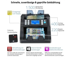Zzap Nc25 banknotų skaičiuoklis ir padirbinių detektorius - pinigų skaičiavimo mašina, banknotų skaičiavimo mašina, pinigų skaičiuoklis