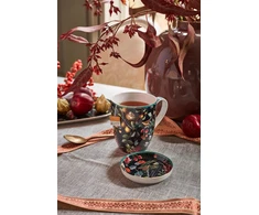 Porcelianinė lėkštė Pip Studio Winter Wonderland, juoda su gėlėmis, 9 cm