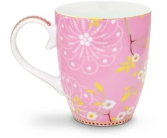 Porcelianinis puodelis Pip Studio Early Bird, rožinis su paukšteliu, 350 ml