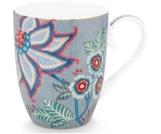 Porcelianinis puodelis Pip Studio Flower Festival, pilkšvai mėlynas su gėlėmis, 350 ml