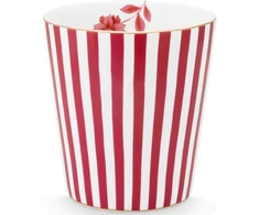 Porcelianinis puodelis Pip Studio Royal, raudonas ir baltas dryžuotas, 230 ml