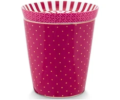 Porcelianinis puodelis su lėkštute Pip Studio Royal, tamsiai rožinis su taškeliais, 230 ml