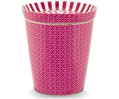 Porcelianinis puodelis su lėkštute Pip Studio Royal, ryškiai rožinis su rombiniu raštu, 230 ml