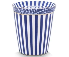 Porcelianinis puodelis su lėkštute Pip Studio Royal, mėlynas ir baltas dryžuotas, 230 ml