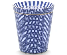 Porcelianinis puodelis su lėkštute Pip Studio Royal, mėlynas su rombiniu raštu, 230 ml