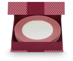 Porcelianinių lėkščių rinkinys Pip Studio, tamsiai rožinis su žvynelių raštu, 4 vnt., 26,5 cm