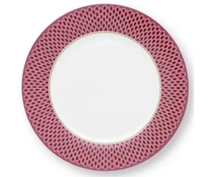 Porcelianinių lėkščių rinkinys Pip Studio, tamsiai rožinis su žvynelių raštu, 4 vnt., 26,5 cm