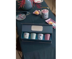 Porcelianinių puodelių rinkinys Pip Studio, šviesiai mėlynas su raštais, 4 × 230 ml