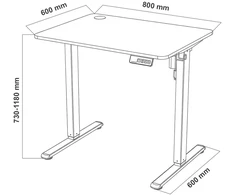 Elektrinis rašomasis stalas Spacetronik Moris, 80 × 60 cm