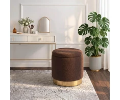 Mebel Elite Apmušalų pufas CARNOS, 40 × 40 × 40 cm, rudas