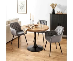 Mebel Elite Apvalus stalas LINO, Ø 100 cm, aukso ąžuolo spalvos ir juodas