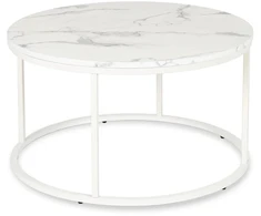 Mebel Elite Apvalus žurnalinis staliukas AGNES MAX, Ø 80 cm, balto marmuro