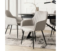 Mebel Elite Audiniu aptraukta kėdė MALAGA, metalinis rėmas, 60 × 86 cm, pilka