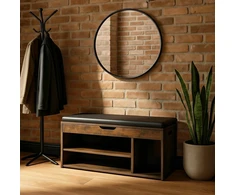 Mebel Elite Batų spintelė, 100 cm, kaimiško ąžuolo ir juodos spalvos